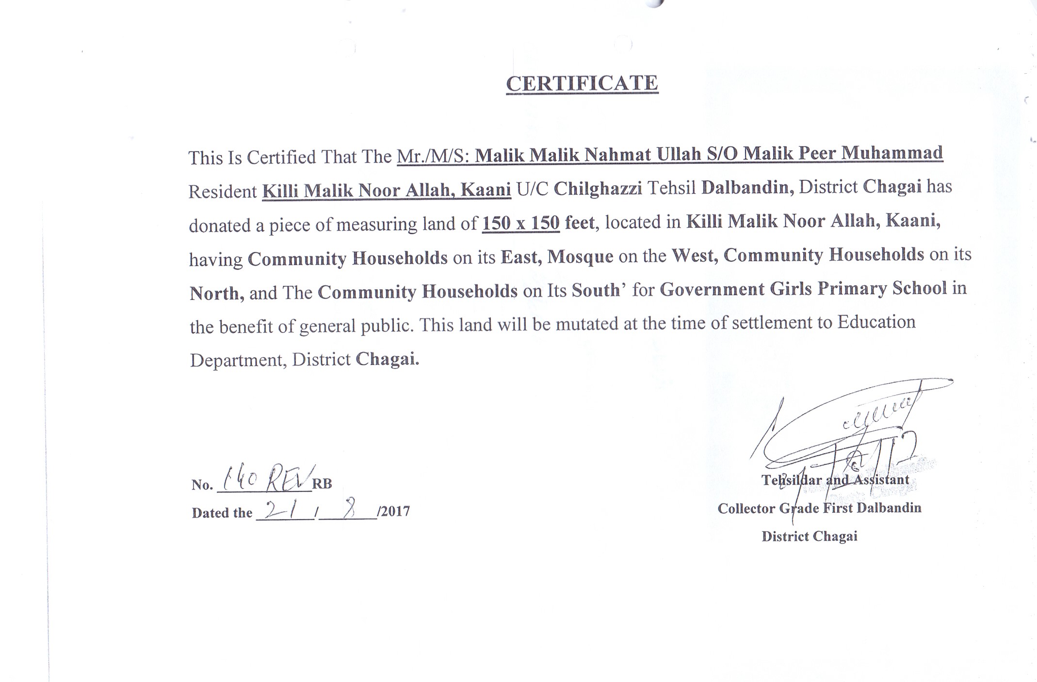 Land Mutation Notification